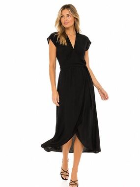Aritzia Wilfred Free Jessa True Wrap Dress Midi Black Size XS